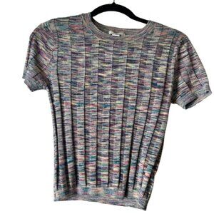 TEN SIXTY SHERMAN Space Dye Short Sleeve Sweater Top Shirt Size Small